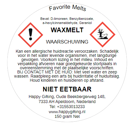 Favorite Melts 150 gram - Bevat de geuren: Vanille en Kaneel - Geschenkverpakking