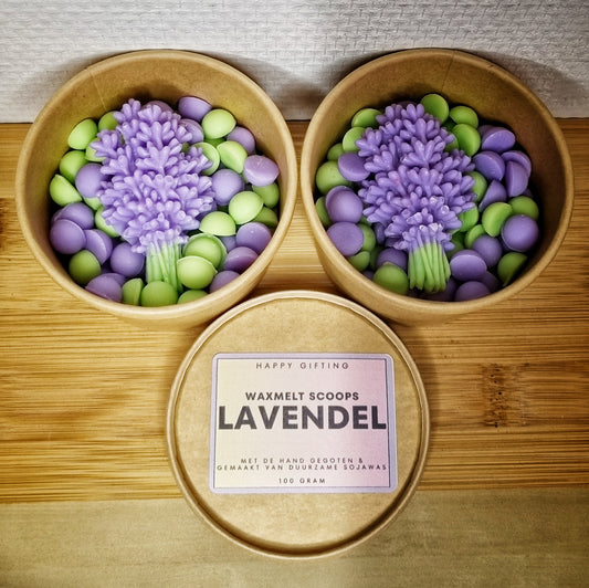 Waxmelt Scoops Lavendel - Lavendel geur - 100 gram 80 tot 100 uur geurverspreiding - Handgemaakt - Gemaakt van duurzame sojawas – Geurchips – Smeltkaarsjes