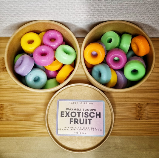 Waxmelt Scoops Exotisch fruit - Exotisch fruit geur - 100 gram 80 tot 100 uur geurverspreiding - Handgemaakt - Gemaakt van duurzame sojawas – Geurchips – Smeltkaarsjes