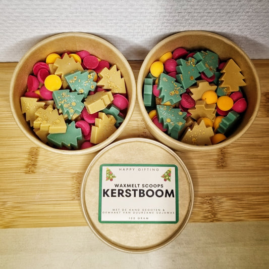 Waxmelt Scoops Kerstboom - Kerstboom geur - 100 gram 80 tot 100 uur geurverspreiding - Kerst - Handgemaakt - Gemaakt van duurzame sojawas – Geurchips – Smeltkaarsjes