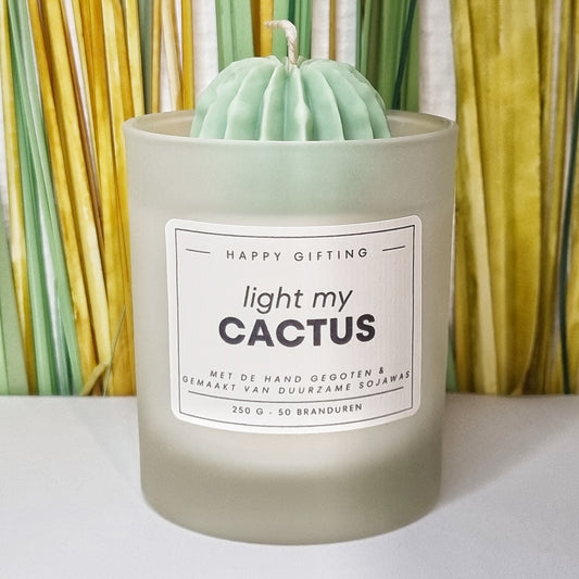 Light my Cactus geurkaars - 250 gram - 50 branduren - 8 x 9 cm