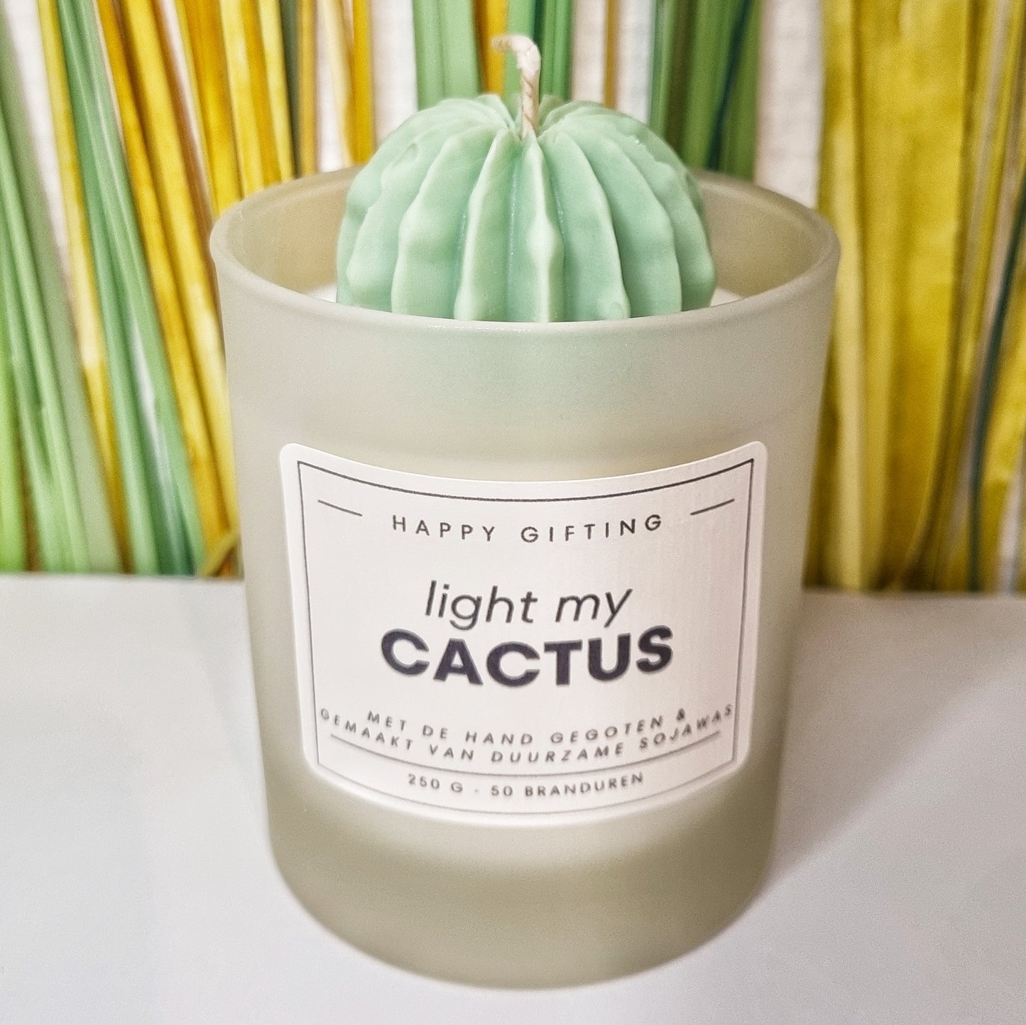 Light my Cactus geurkaars - 250 gram - 50 branduren - 8 x 9 cm
