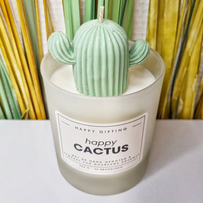 Happy Cactus geurkaars - 250 gram - 50 branduren - 8 x 9 cm