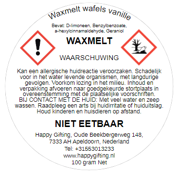 Waxmelts wafels – Vanille geur - gemaakt van duurzame soja was – 100 gram 80 tot 100 uur geurverspreiding