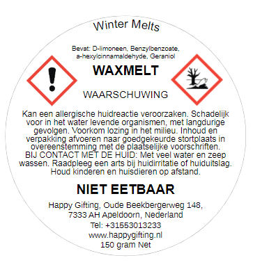 Winter Melts 150 gram - Bevat de geuren: Sinaasappel/Kaneel, Vanille, Hete Appeltaart en Kaneel - Kerst - Geschenkverpakking
