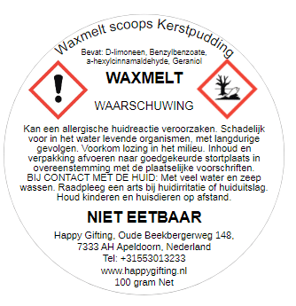 Waxmelt Scoops Kerstpudding - Kerstpudding geur - 100 gram 80 tot 100 uur geurverspreiding - Kerst