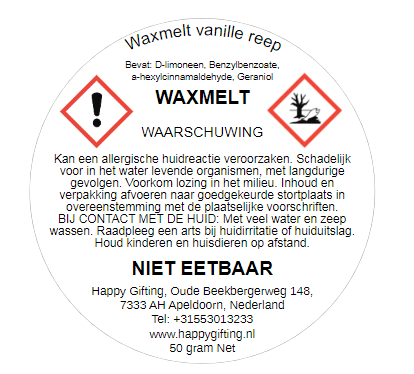 Waxmelt Vanille reep - Vanille geur - 50 gram 40 tot 45 uur geurverspreiding