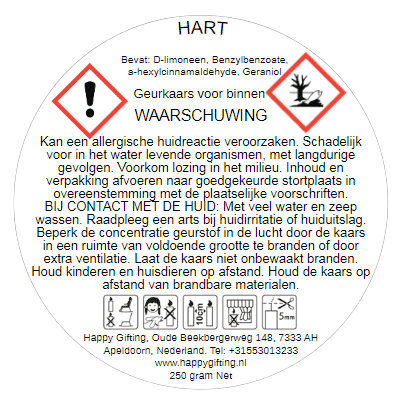 HART - Rode roos soja was geurkaars - 250 gram - 50 branduren - Kaars met tekst - Handgemaakt - Keuze uit geur en type kaarsglas
