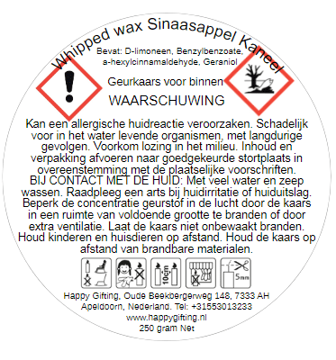 Whipped Wax Sinaasappel Kaneel geurkaars - Sinaasappel Kaneel geur - 250 gram 50 branduren