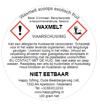 Waxmelt Scoops Exotisch fruit - Exotisch fruit geur - 100 gram 80 tot 100 uur geurverspreiding
