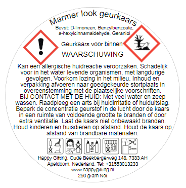 Marmer look lotus bloem soja was geurkaars – Oranje - Vanille geur – 250 gram 50 branduren