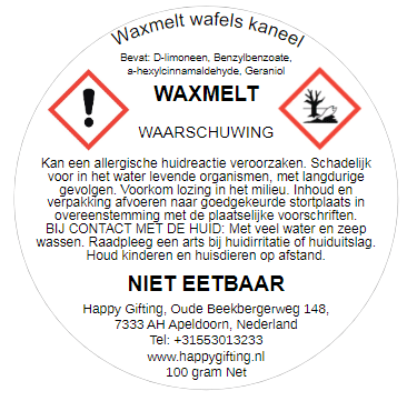 Waxmelts wafels – Kaneel geur - gemaakt van duurzame soja was – 100 gram 80 tot 100 uur geurverspreiding