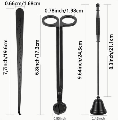 3 in 1 kaars accessoire set – Roestvrij staal - Lontdipper wick dipper - Lonttrimmer wick trimmer - Kaarsendover - Geschenkset